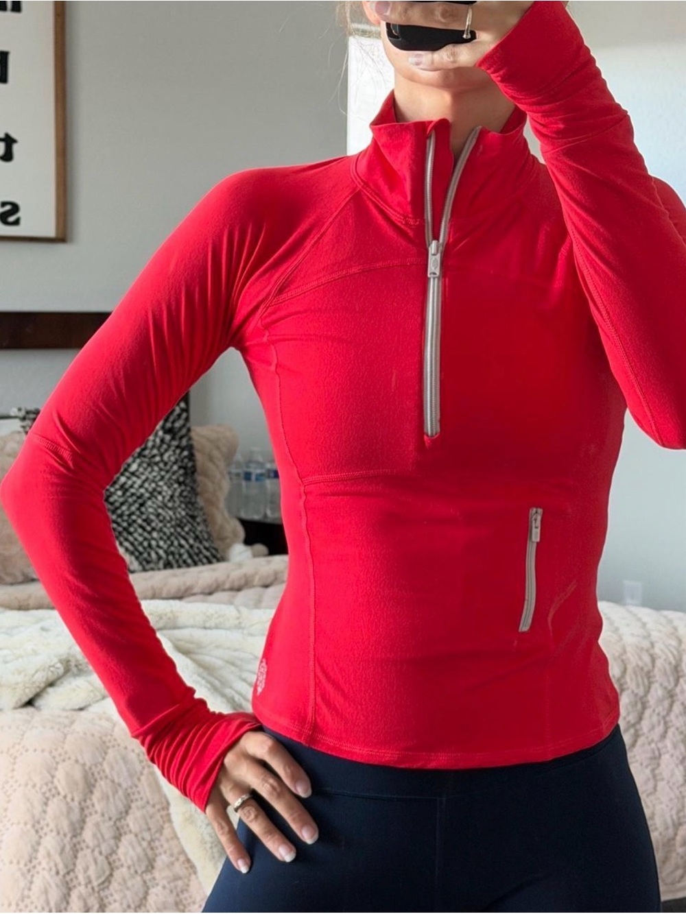Free People FP Movement Red Quarter-Zip Active Base Layer Top XS
